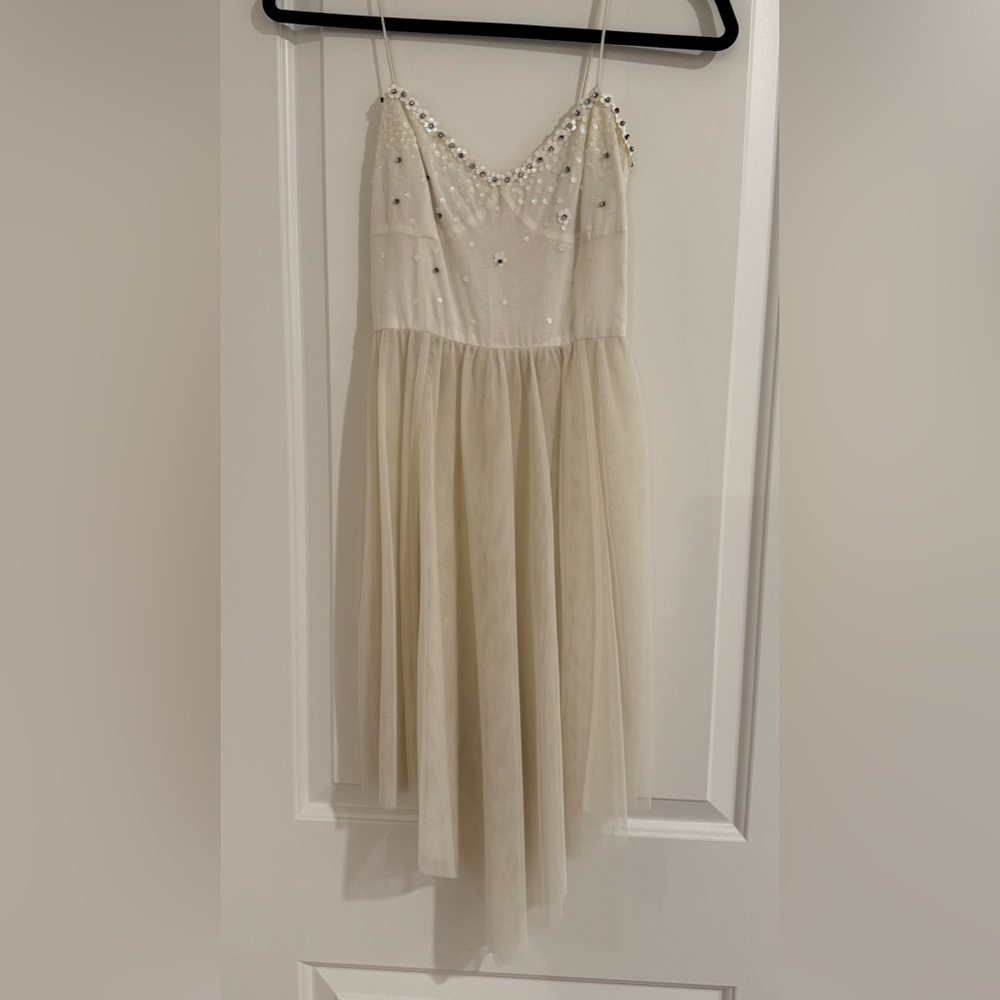 Free People Cream Dress with Beaded Accents